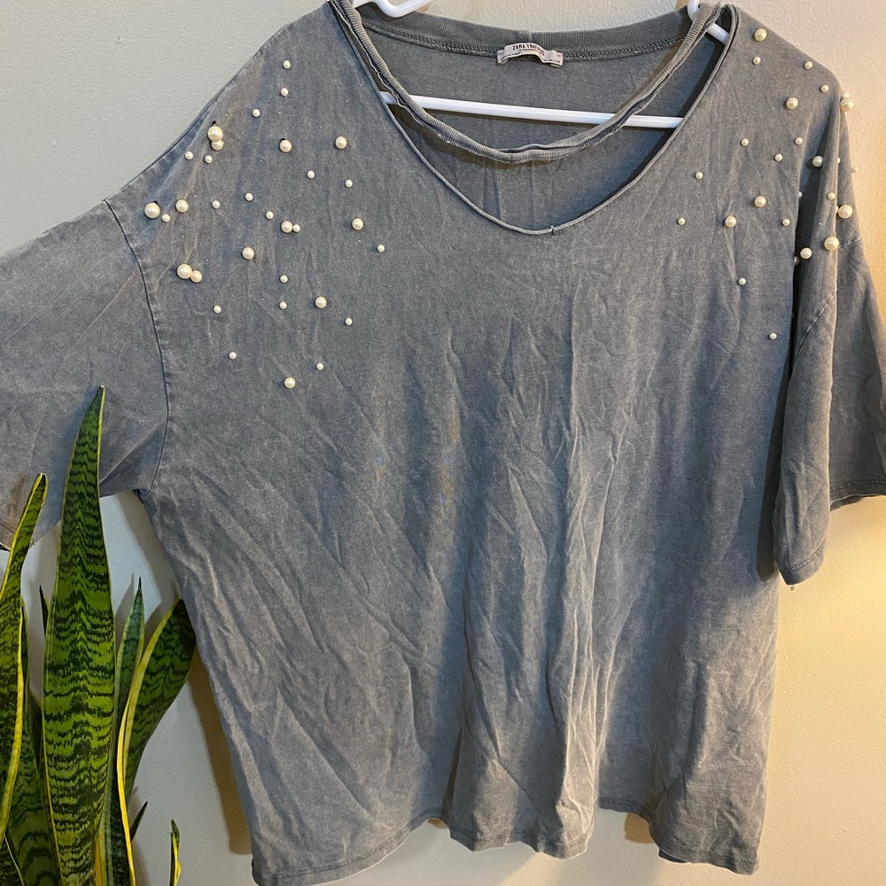 Zara gray pearl shirt